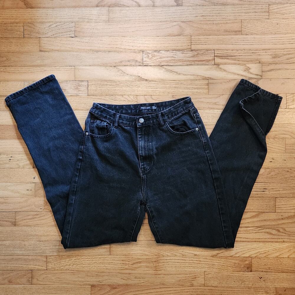nasty gal split hem jeans high rise